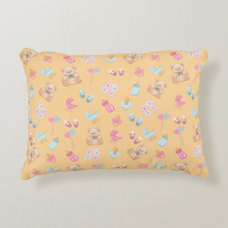 Peach teddy nursey pillow accent kussen