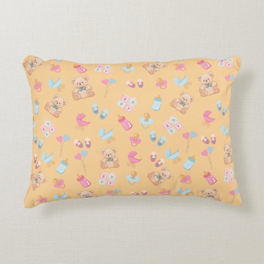 Peach teddy nursey pillow accent kussen (Voorkant)