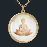 *~* Peach Terra AP33 Buddha Botanische Floral Lotu Goud Vergulden Ketting<br><div class="desc">(( Search id AP33 for gelijkaardige design )) Eenvoudige en Minimale Abstracte Boho Zen Waterverf zacht met GOLD gebieden. Er zijn opties in vorm en metaal het plukken kleuren in het Zilveren Bord en het Gouden Bord. * Energetisch verbeterde Boheemse Botanische Garland / Bouquet Floral / Flowers Pastel Modern Popular,...</div>