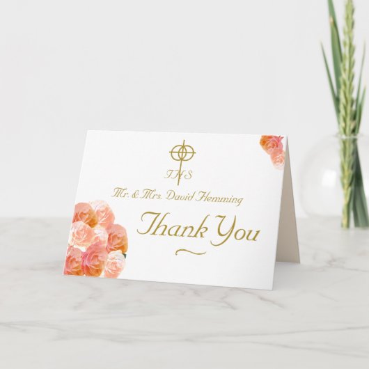 Peach Terracotta Roos bruiloft Bedankkaart (Voorkant)