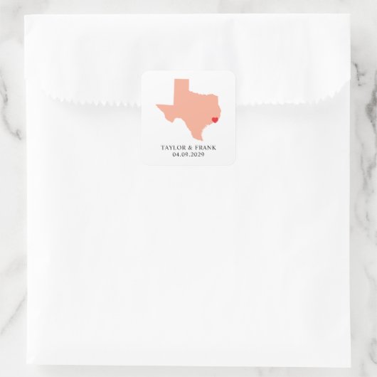 Peach Texas Wedding Vierkante Sticker (Tas)