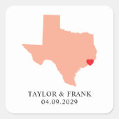 Peach Texas Wedding Vierkante Sticker (Voorkant)