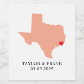 Peach Texas Wedding Wijn Etiket (Enkel label)
