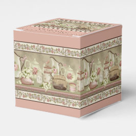  peach thee & Rozen Cube Favor Box Bedankdoosjes