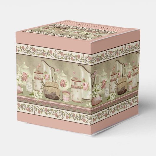  peach thee & Rozen Cube Favor Box Bedankdoosjes (Achterkant)