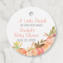 Peach Theme Baby shower Favor Tags