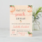 Peach ThMet Baby shower Invitation Kaart (Staand voorkant)