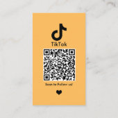 Peach TikTok Social Media QR Code Visitekaartje (Achterkant)