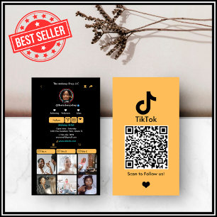 Peach TikTok Social Media QR Code Visitekaartje