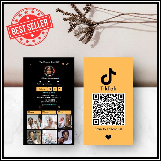 Peach TikTok Social Media QR Code Visitekaartje