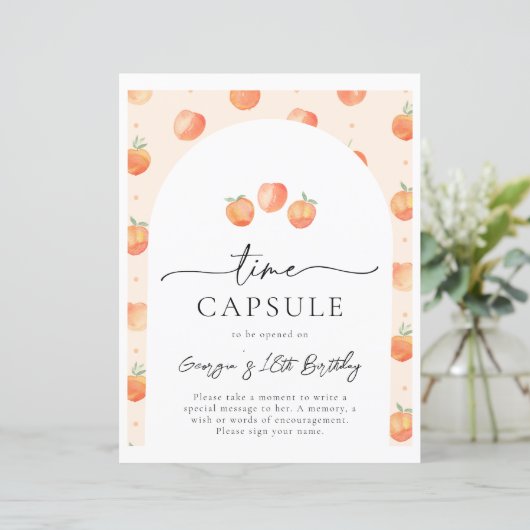 Peach Time Capsule Sign | Teken Peach Party (Staand voorkant)
