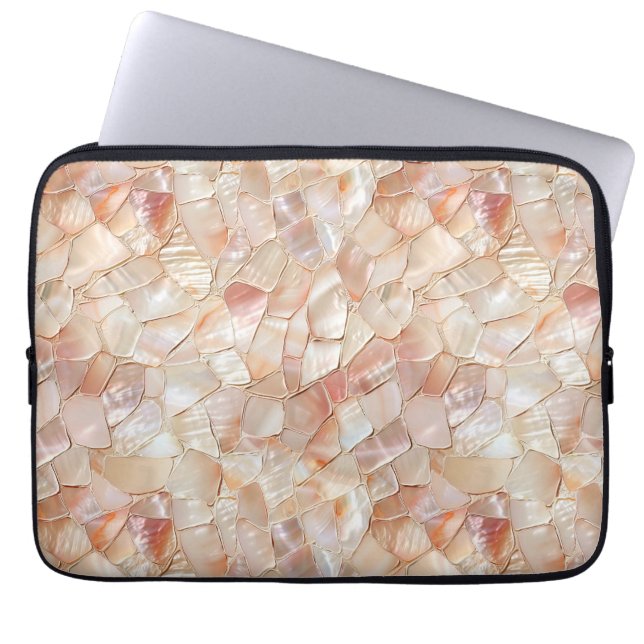 Peach-Toned Moeder van Parel Mozaïek Opvouwbaar Laptop Sleeve (Voorkant)