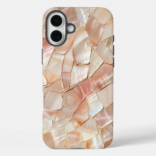 Peach-Toned Moeder van Pearl Mosaic iPhone 16 Plus Hoesje