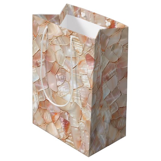 Peach-Toned Moeder van Pearl Mosaic Medium Cadeauzakje (Achterkant Gekanteld)