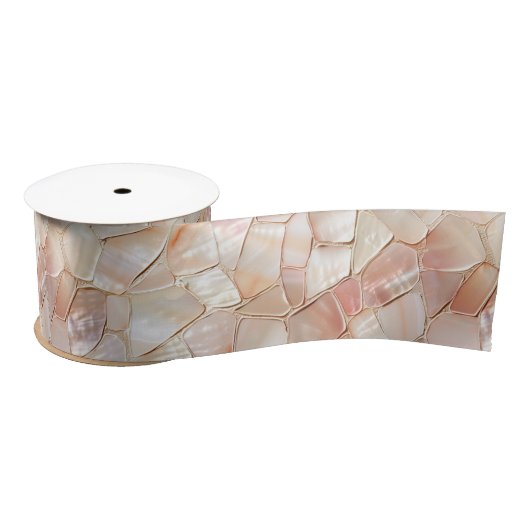 Peach-Toned Moeder van Pearl Mosaic Satijnen Lint (Spoel)