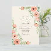 Peach Tranquil Spring Wedding Kaart (Staand voorkant)