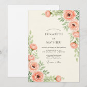 Peach Tranquil Spring Wedding Kaart (Voorkant / Achterkant)
