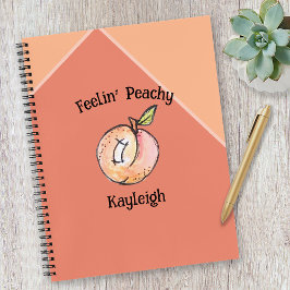 Peach Trendy Fruit Naam Modern Schattige Kitschy F Notitieboek