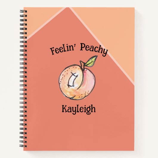 Peach Trendy Fruit Naam Modern Schattige Kitschy F Notitieboek (Voorkant)