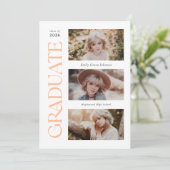Peach Trendy Serif Meerdere foto Afstuderen Aankondiging (Staand voorkant)