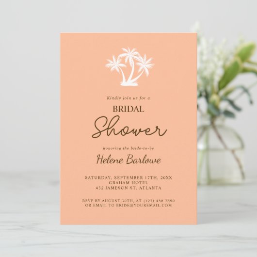 Peach Tropical Modern Minimalistisch Vrijgezellenf Kaart (Staand voorkant)