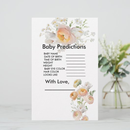 Peach Tulip Blooms Baby shower Predicted Game (Staand voorkant)