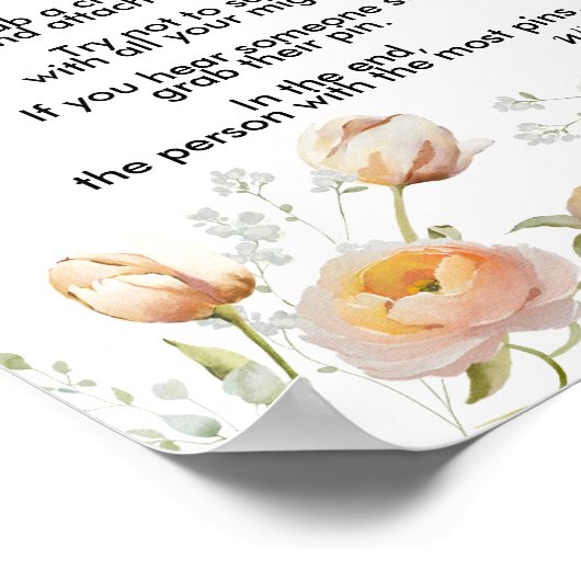 Peach Tulip Blooms Shhh Zeg geen Baby game Poster (Hoek)