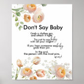 Peach Tulip Blooms Shhh Zeg geen Baby game Poster (Voorkant)