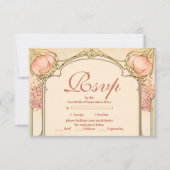 Peach Tulip Quinceañera Celebration RSVP Kaartje (Voorkant)