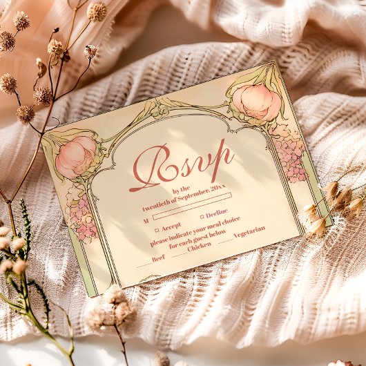 Peach Tulip Quinceañera Celebration RSVP Kaartje