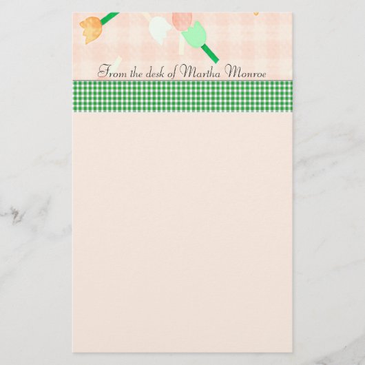 Peach Tulips Stationery Briefpapier (Voorkant)