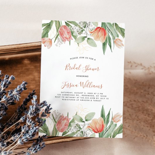 Peach Tulips Vrijgezellenfeest Kaart