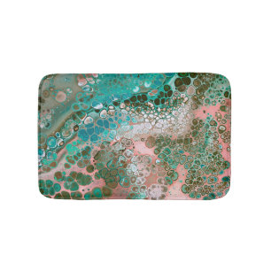 Peach & Turquoise Acrylpour Abstract Badmat
