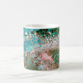 Peach & Turquoise Acrylpour Abstract Koffiemok (Center)