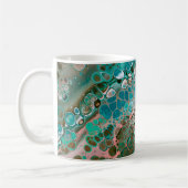 Peach & Turquoise Acrylpour Abstract Koffiemok (Links)