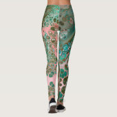 Peach & Turquoise Acrylpour Abstract Leggings (Achterkant)