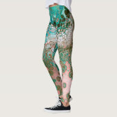Peach & Turquoise Acrylpour Abstract Leggings (Links)