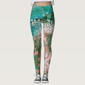 Peach & Turquoise Acrylpour Abstract Leggings (Voorkant)
