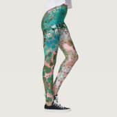 Peach & Turquoise Acrylpour Abstract Leggings (Rechts)
