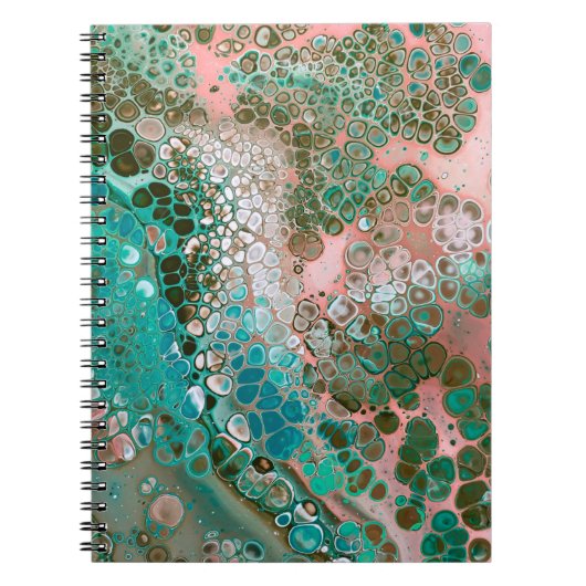 Peach & Turquoise Acrylpour Abstract Notitieboek (Voorkant)