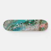 Peach & Turquoise Acrylpour Abstract Persoonlijk Skateboard (Horizontaal)