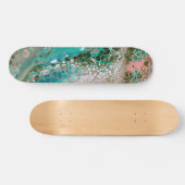 Peach & Turquoise Acrylpour Abstract Persoonlijk Skateboard (Horizontaal)