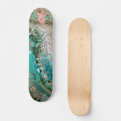 Peach & Turquoise Acrylpour Abstract Persoonlijk Skateboard (Voorkant)