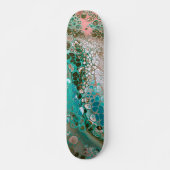 Peach & Turquoise Acrylpour Abstract Persoonlijk Skateboard (Voorkant)