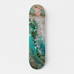 Peach & Turquoise Acrylpour Abstract Persoonlijk Skateboard