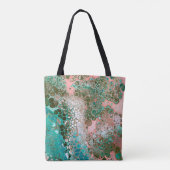 Peach & Turquoise Acrylpour Abstract Tote Bag (Achterkant)