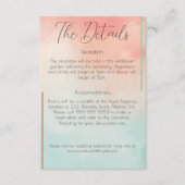 Peach & Turquoise Waterverf Minimalistische bruilo Informatiekaartje (Voorkant)