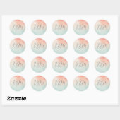 Peach & Turquoise Waterverf Minimalistische bruilo Ronde Sticker (Vel)
