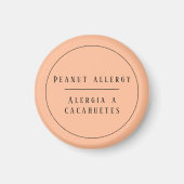 Peach Tweetalige pinda allergie Alert Magneet (Voorkant)