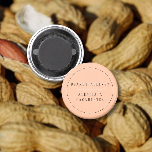 Peach Tweetalige pinda allergie Alert Magneet